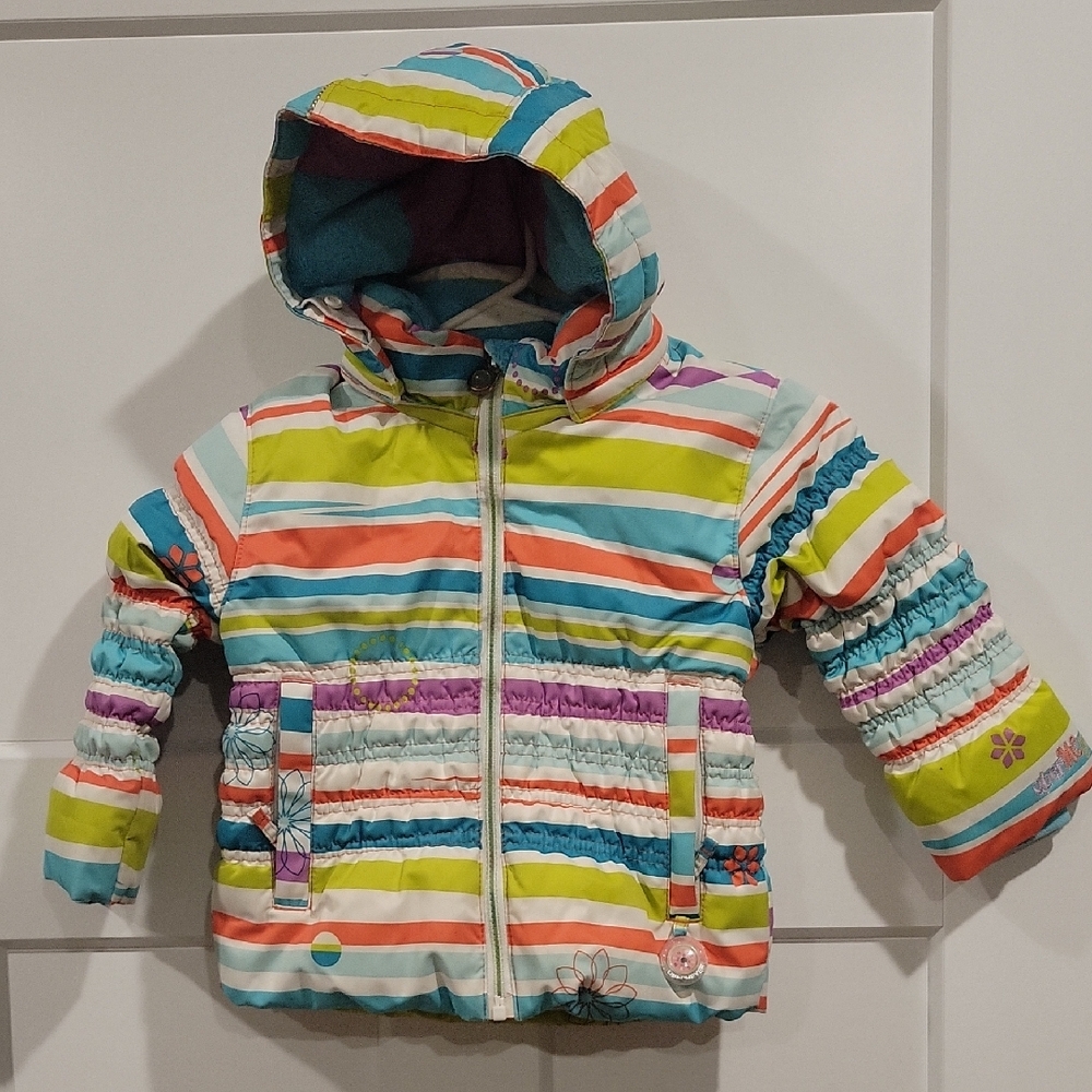 Obermeyer Kids Purple and Aqua Girls' Striped Hooded Jacket